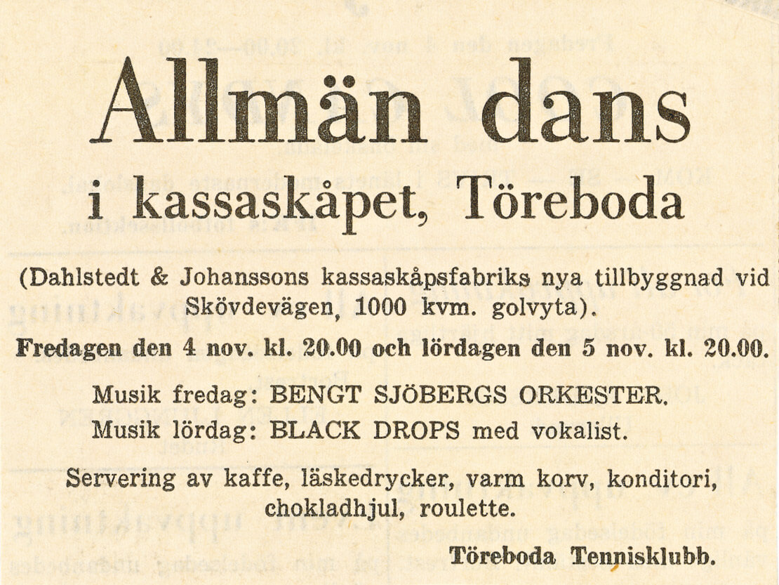 Annons för Allmän dans 60-talet